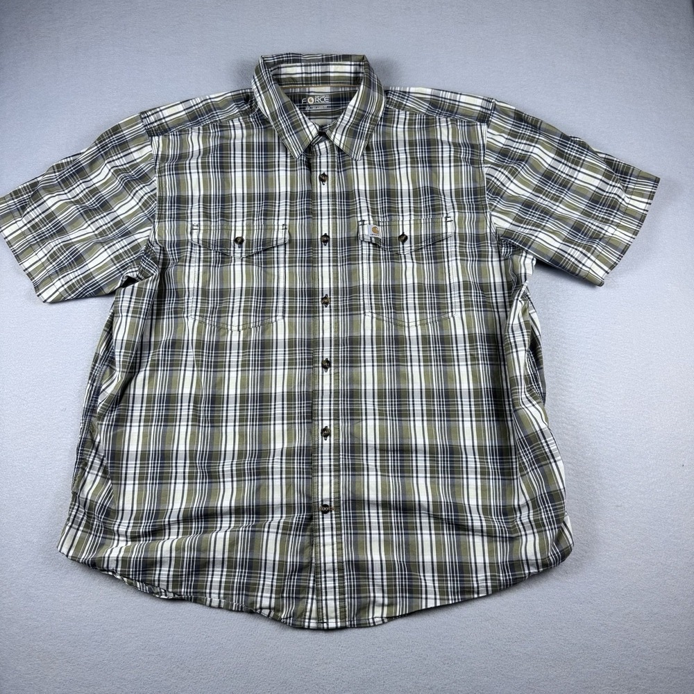 Lot of 3 Carhartt Button Shirts Men 2XL Short Sleeve Force Rugged Flex Relaxed - Picture 2 of 16